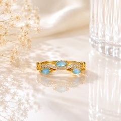 Zircon Ring-431 (Golden/Ferozi)