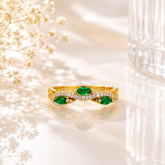 Zircon Ring-431 (Golden/Green)