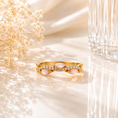 Zircon Ring-431 (Golden/Light Pink)