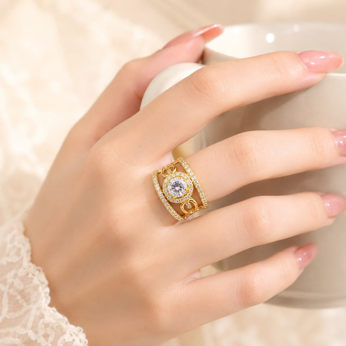 Zircon Ring-444 (Golden)