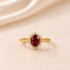 Zircon Ring-433 (Golden/Maroon)