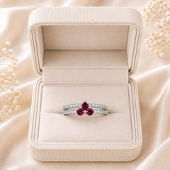 Zircon Ring-428 (Silver/Maroon)