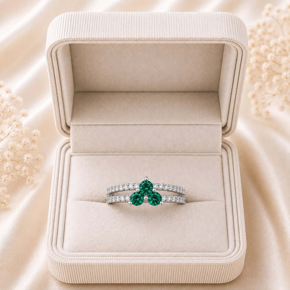 Zircon Ring-428 (Silver/Green)