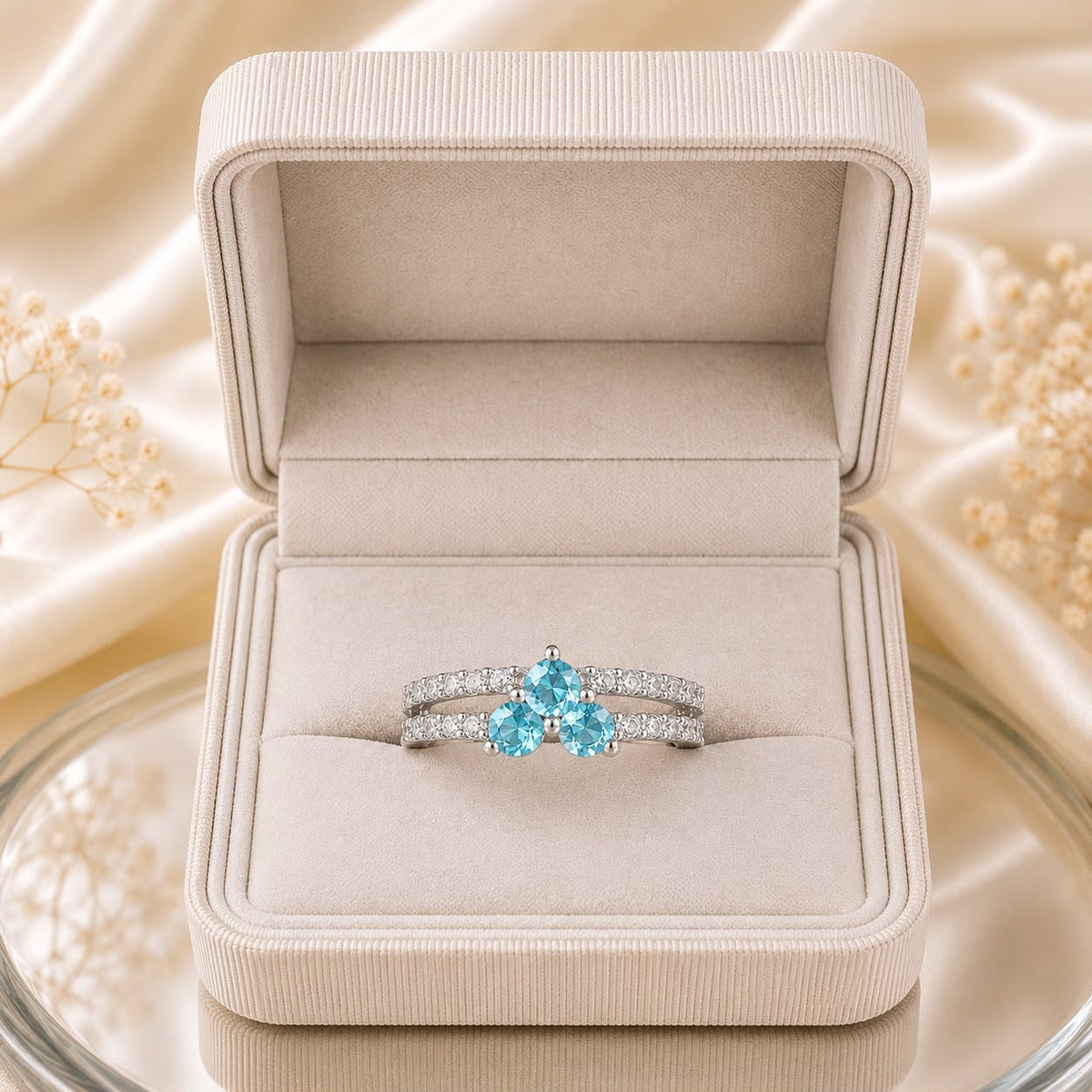 Zircon Ring-428 (Silver/Blue)