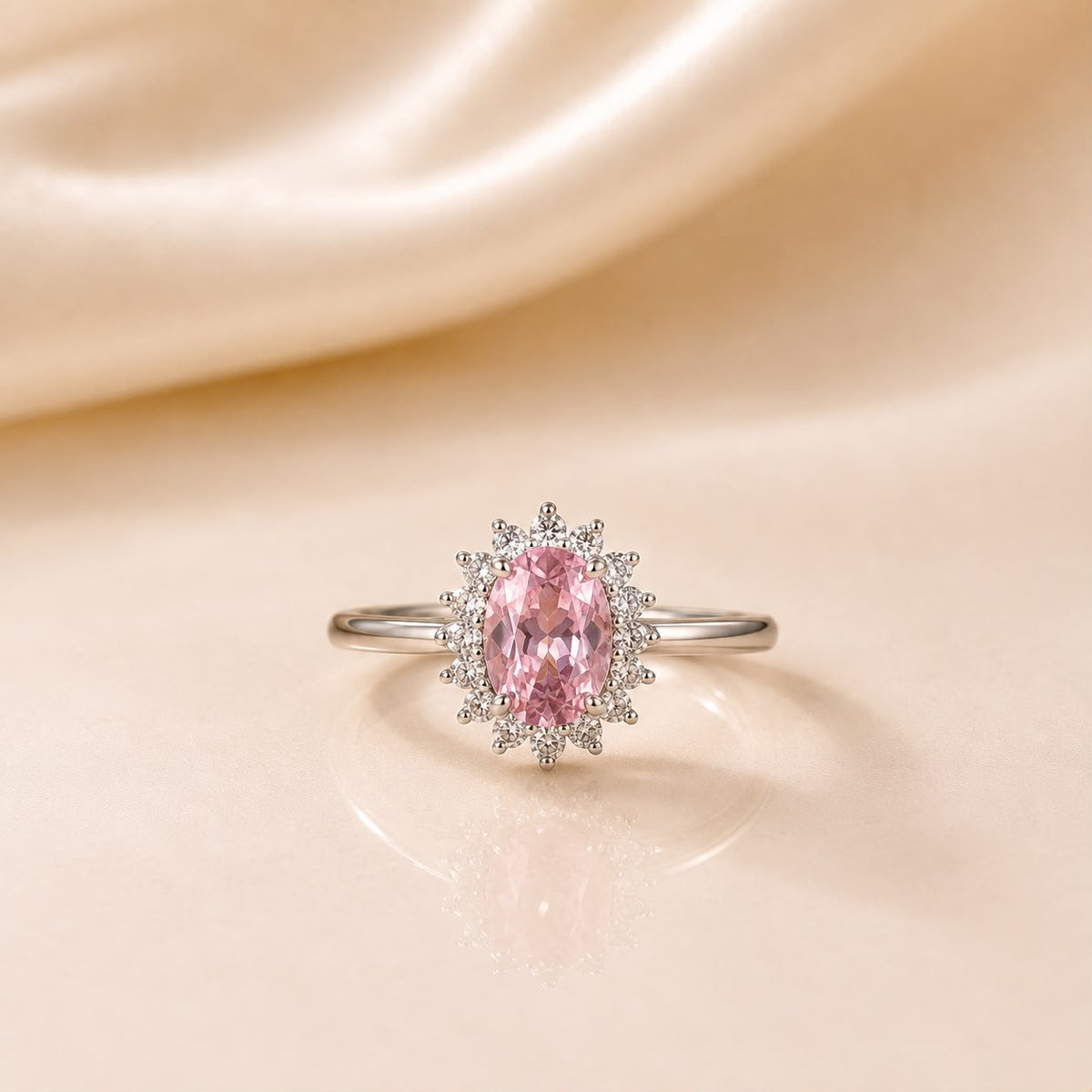 Zircon Ring-433 (Silver/Pink)