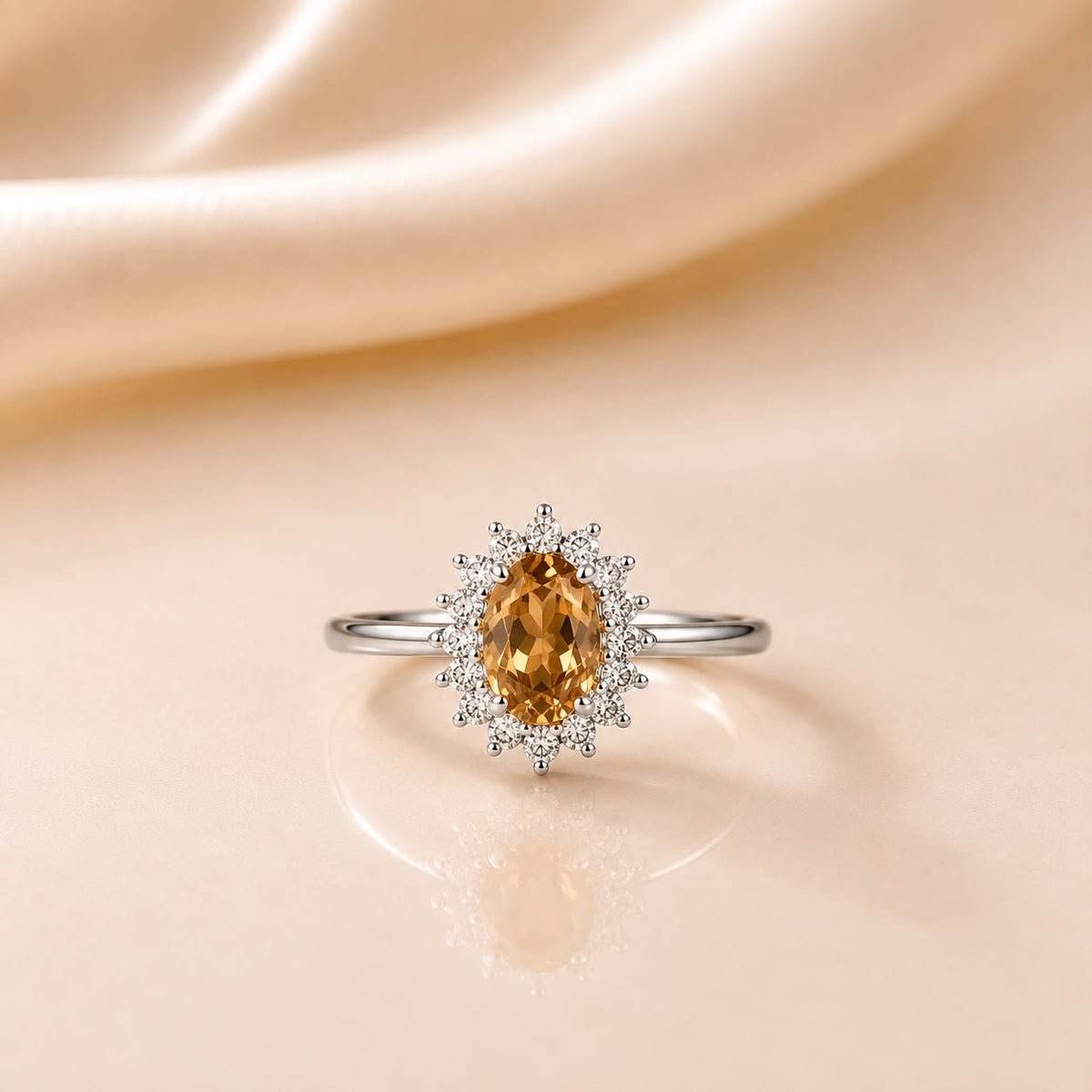 Zircon Ring-433 (Silver/Golden)