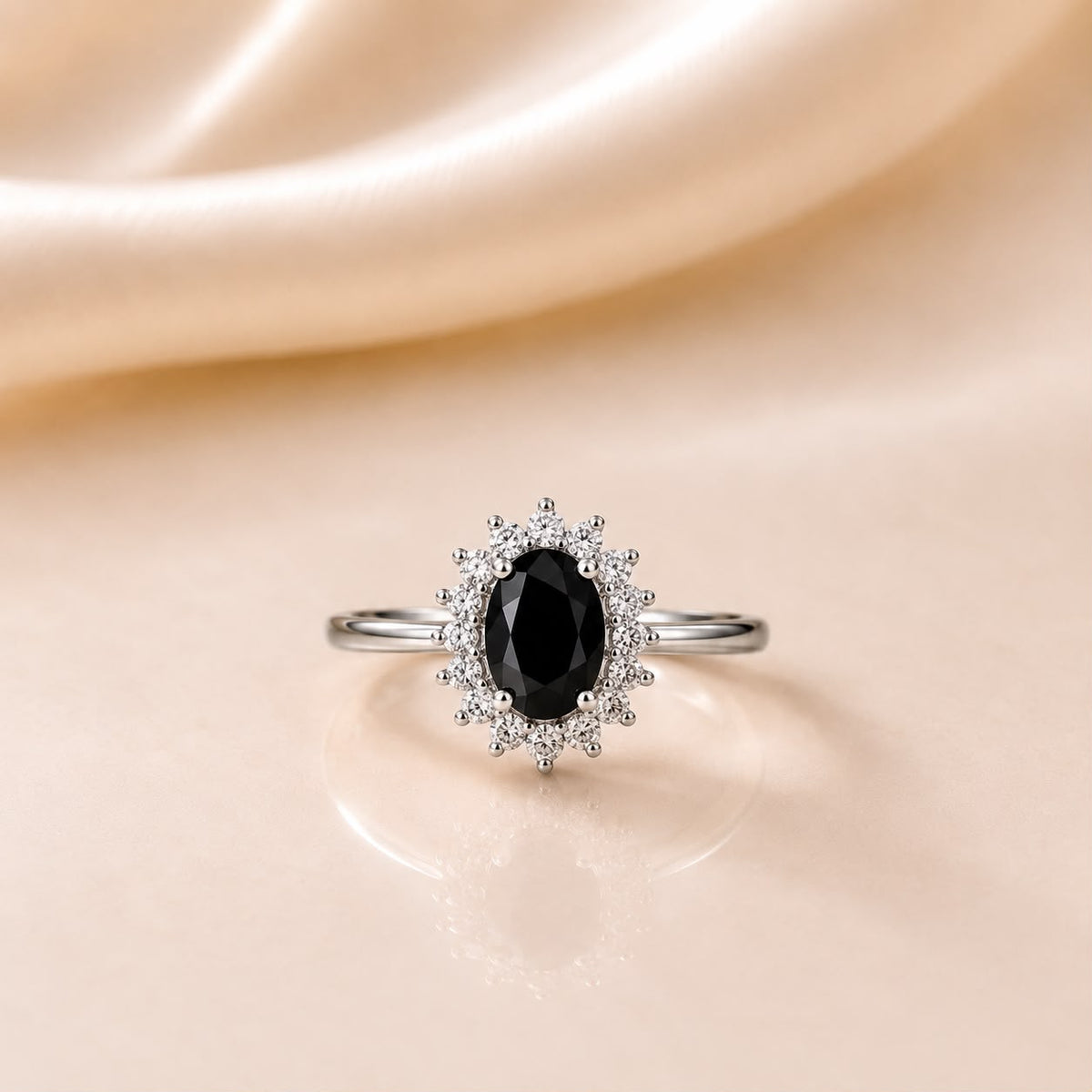 Zircon Ring-433 (Silver/Black)