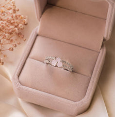 Zircon Ring-428 (Silver/Light Pink)
