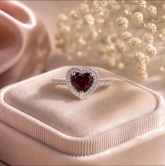 Zircon Ring-427 (Silver/Maroon)
