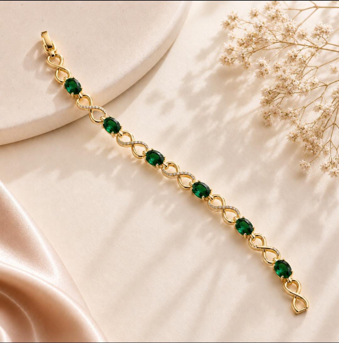 Zircon Bracelet-90 (Golden/Green)