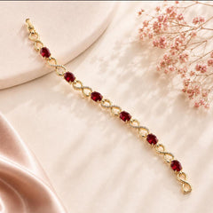 Zircon Bracelet-90 (Golden/Maroon)