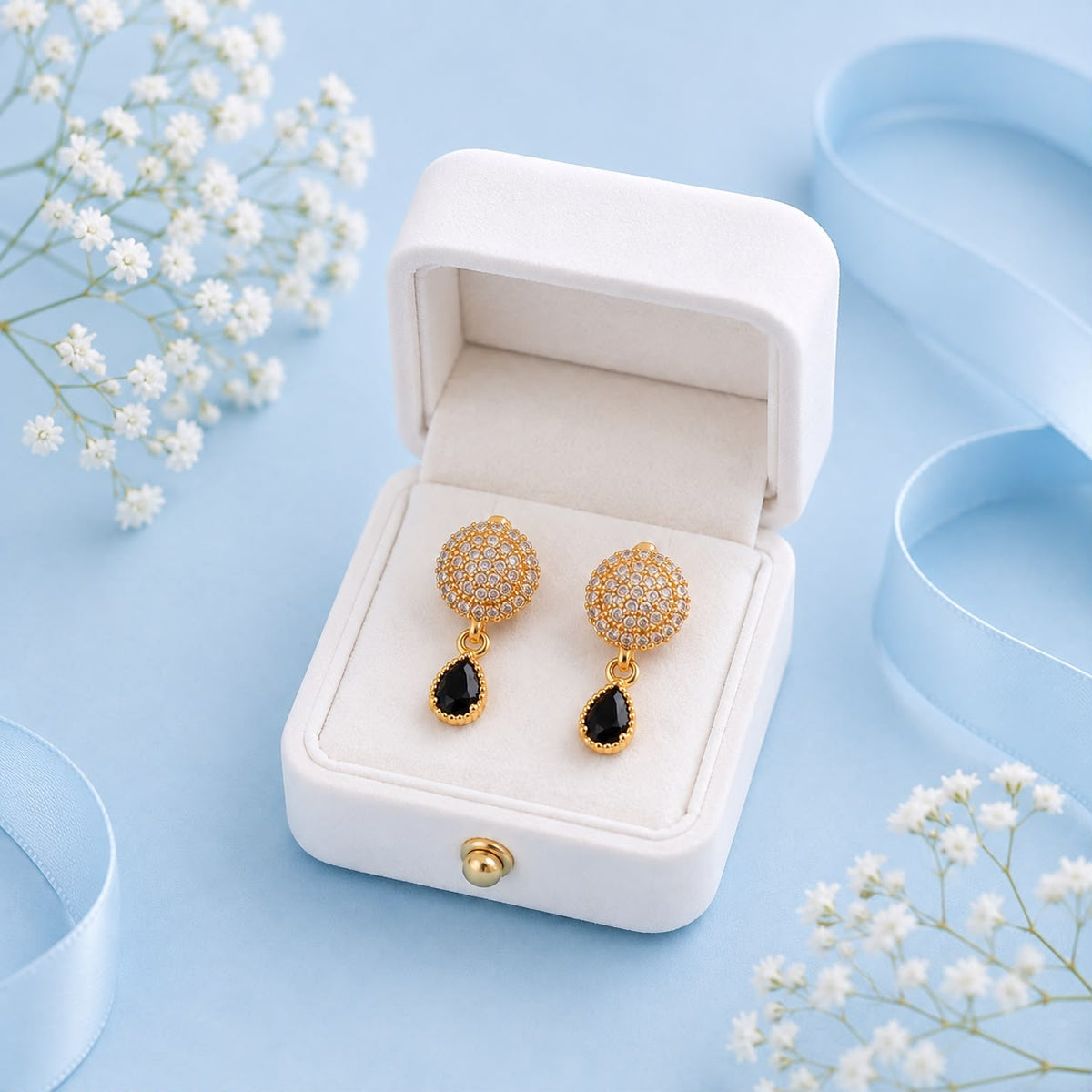 Zircon Earring-247 (Black)