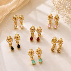 Zircon Hoop Earring-239 (Black)