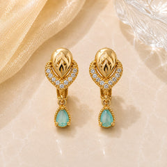 Zircon Hoop Earring-239 (Mint Green)