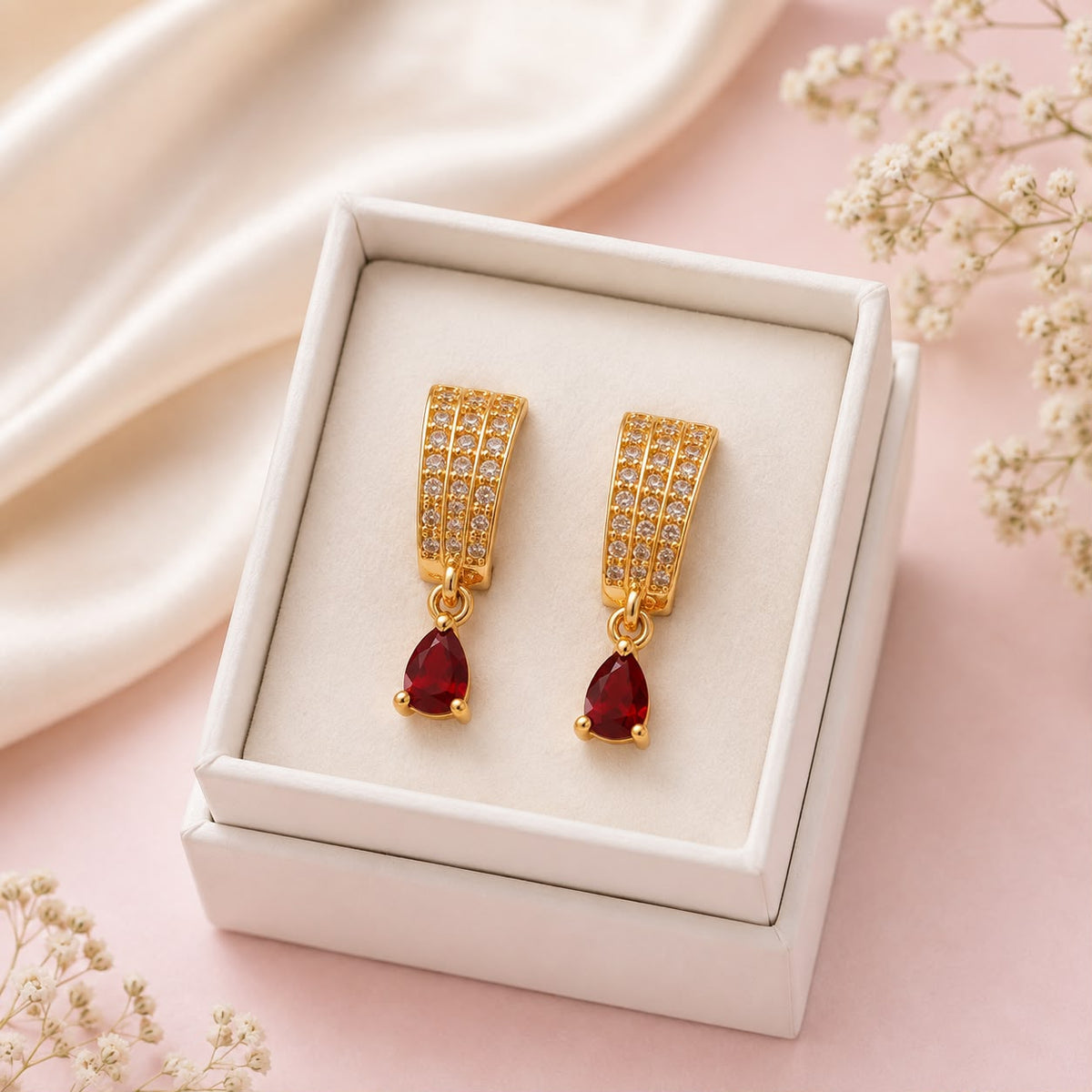 Zircon Earring-246 (Maroon)