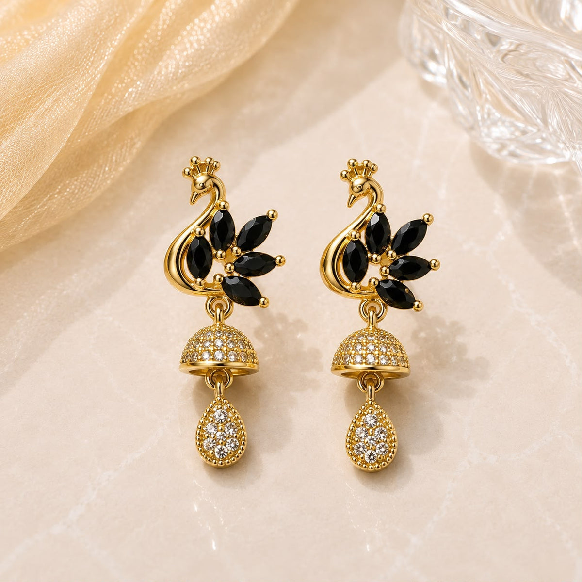 Zircon Earring-245 (Black)