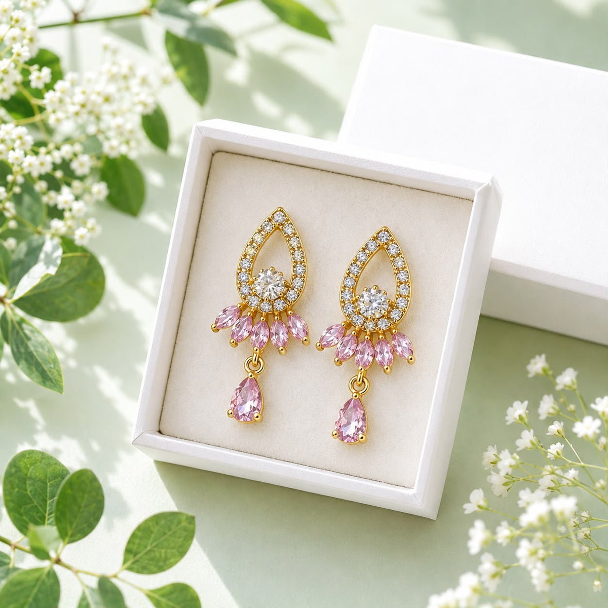Zircon Earring-248 (Pink)