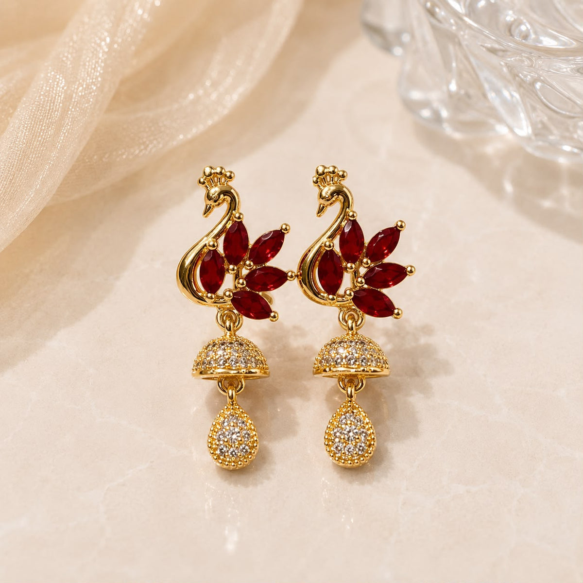 Zircon Earring-245 (Maroon)