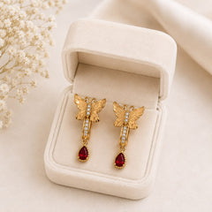 Zircon Hoop Earring-238 (Maroon)
