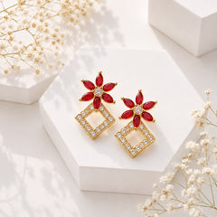 Zircon Earring-250 (Maroon)