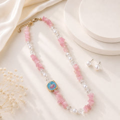 Pearl Resin Charm Necklace Set (Pink)