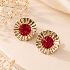 Vintage Gemstone Stud (Red)