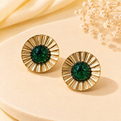 Vintage Gemstone Stud (Green)