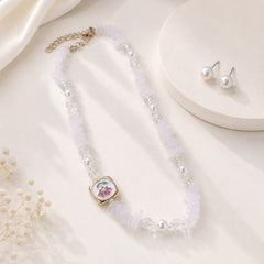 Pearl Resin Charm Necklace Set (White)