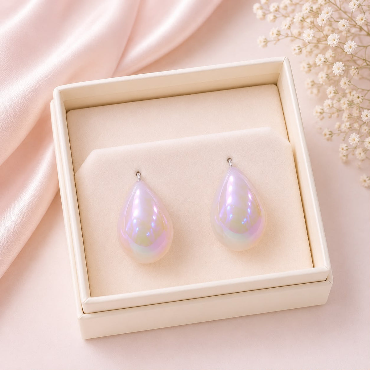 Iridescent Statement Studs-12 (Off White)