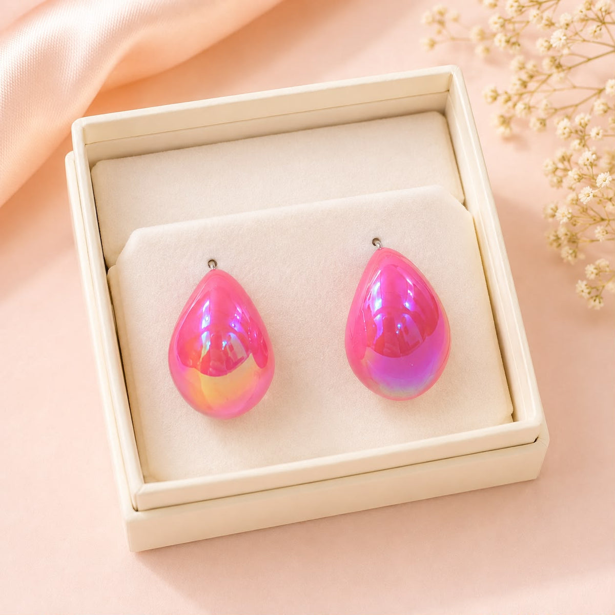 Iridescent Statement Studs-11 (Pink)