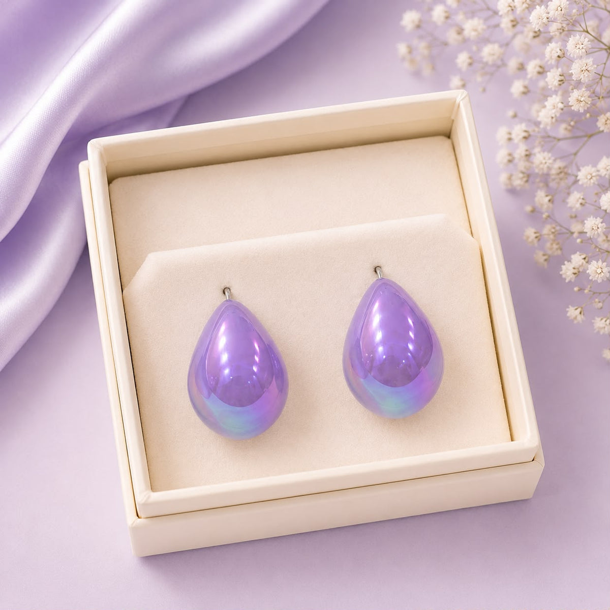 Iridescent Statement Studs-10 (Purple)