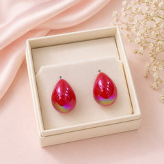Iridescent Statement Studs-09 (Red)