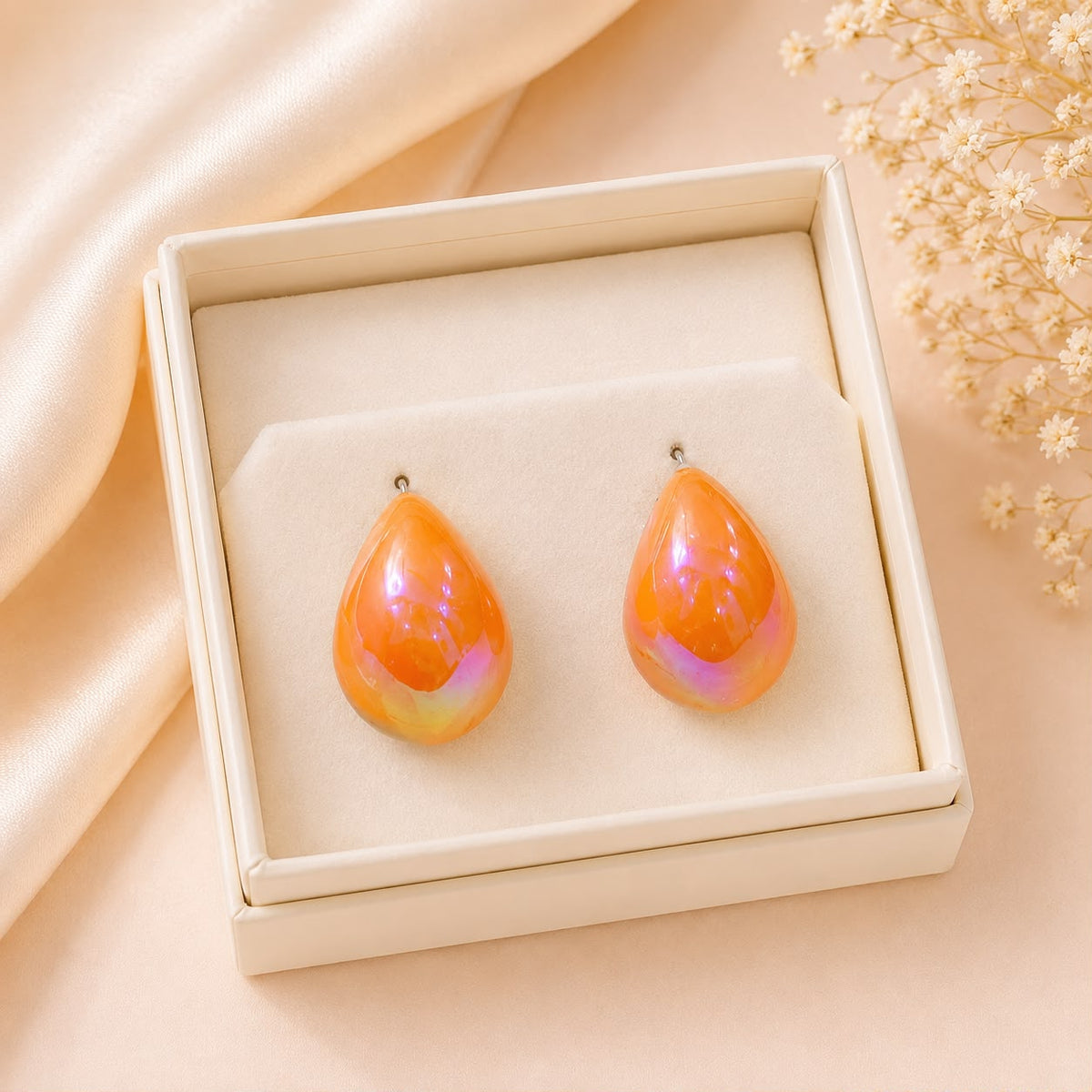 Iridescent Statement Studs-07 (Orange)