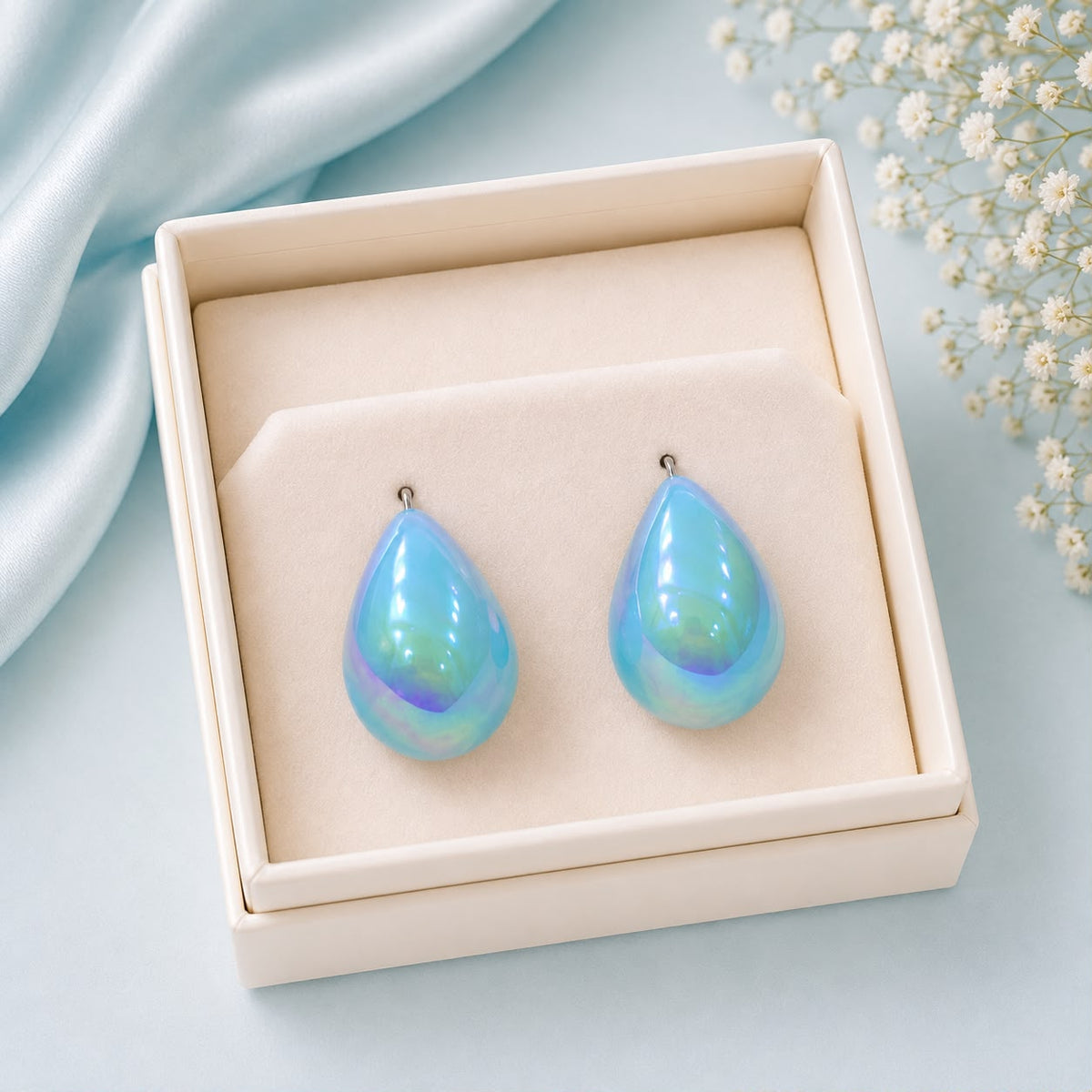 Iridescent Statement Studs-08 (Light Blue)