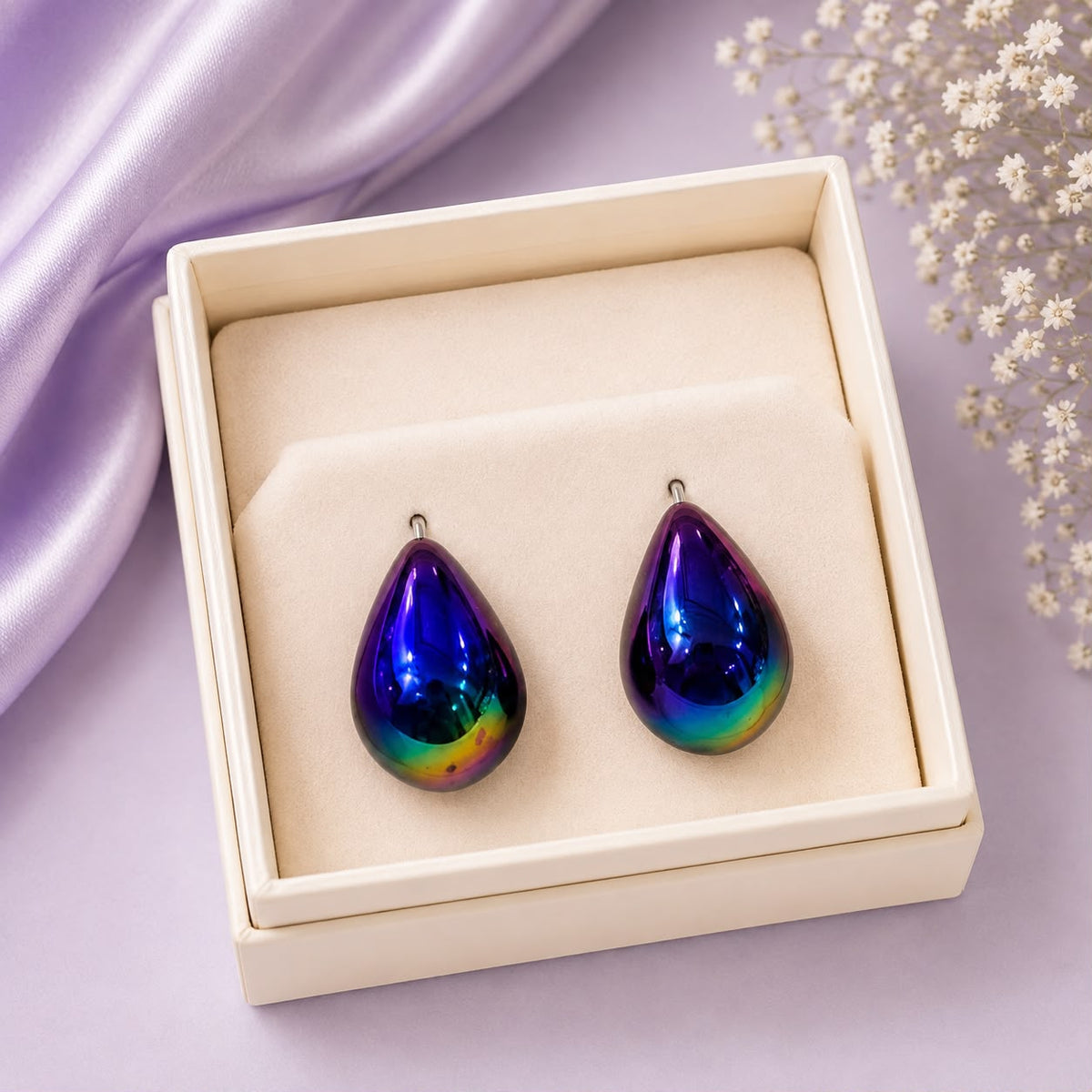 Iridescent Statement Studs-06 (Black)
