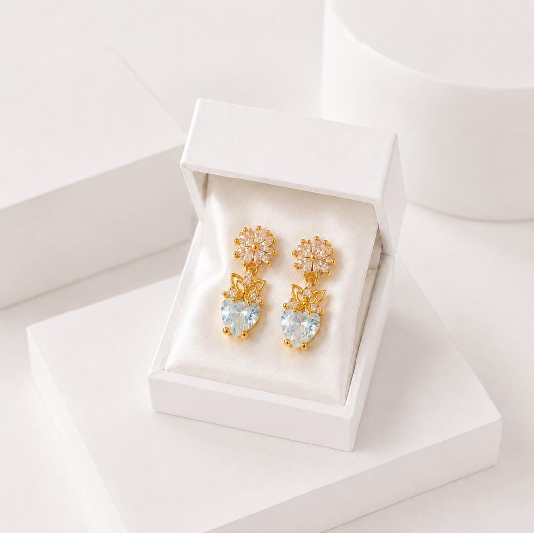 Zircon Earring-252 (Light blue)