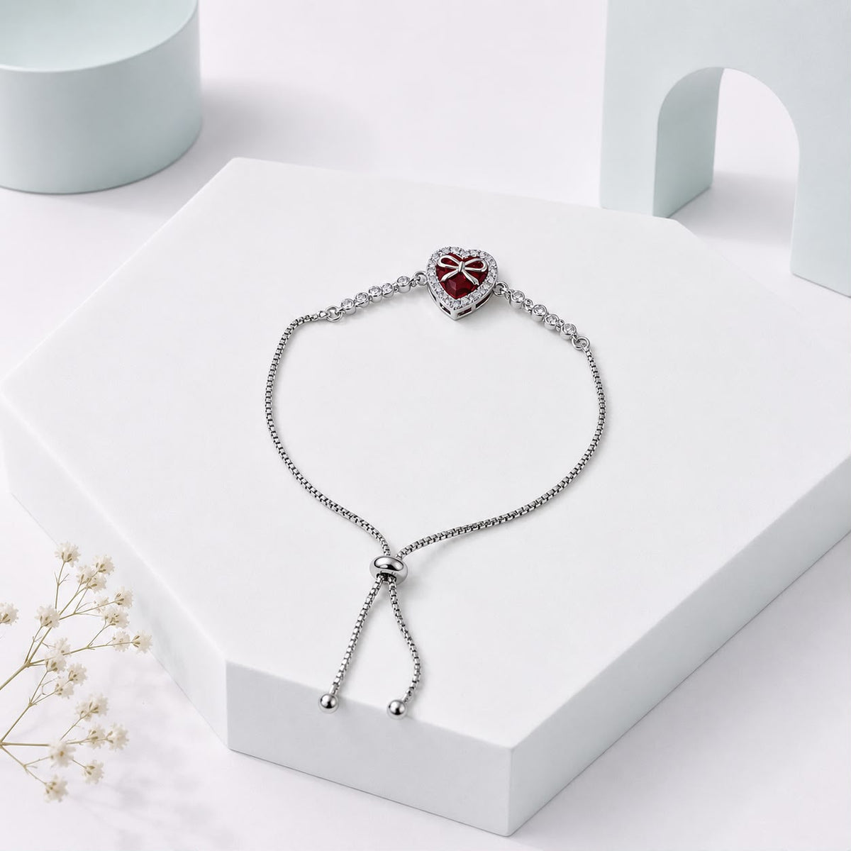 Adjustable Bracelet-278 (Silver/Maroon)