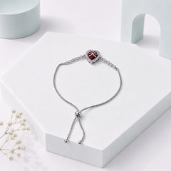 Adjustable Bracelet-278 (Silver/Maroon)