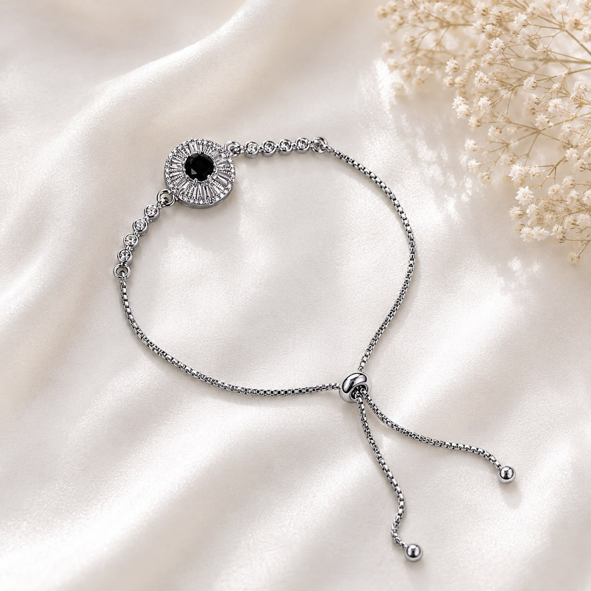 Adjustable Bracelet-288 (Silver/Black)
