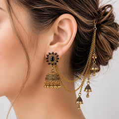 Bahubali Jhumka Hair Chain Set-01 (Black)