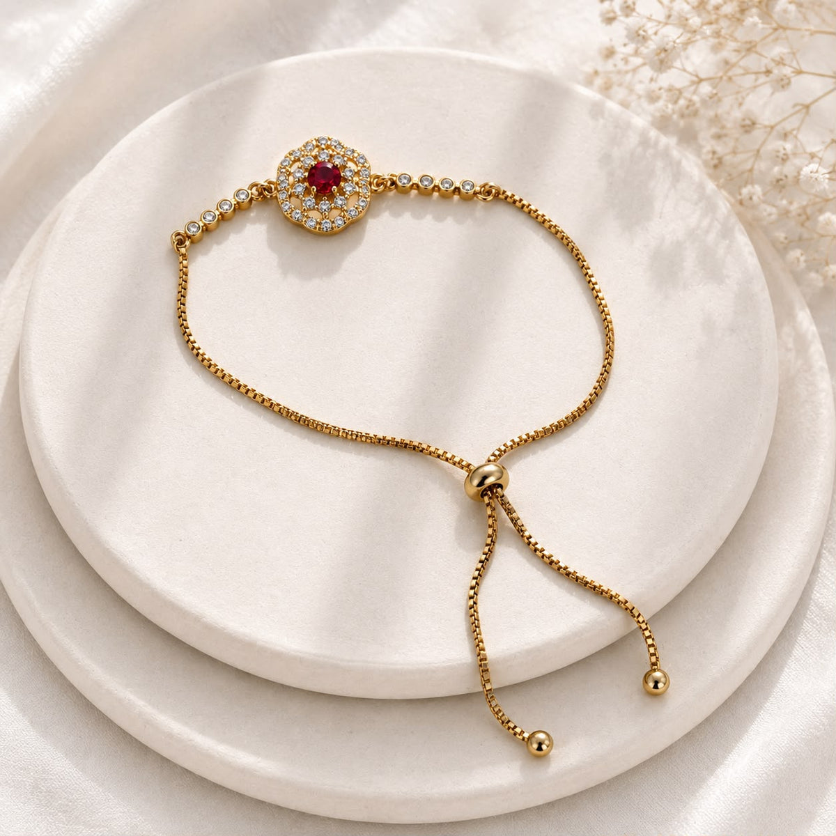 Adjustable Bracelet-289 (Golden/Maroon)