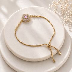 Adjustable Bracelet-289 (Golden/Pink)