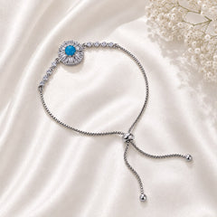 Adjustable Bracelet-288 (Silver/Ferozi)