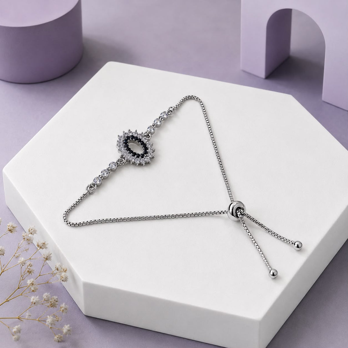 Adjustable Bracelet-287 (Silver/Black)