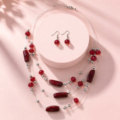 Layered Beaded Necklace Set-02 (Maroon)