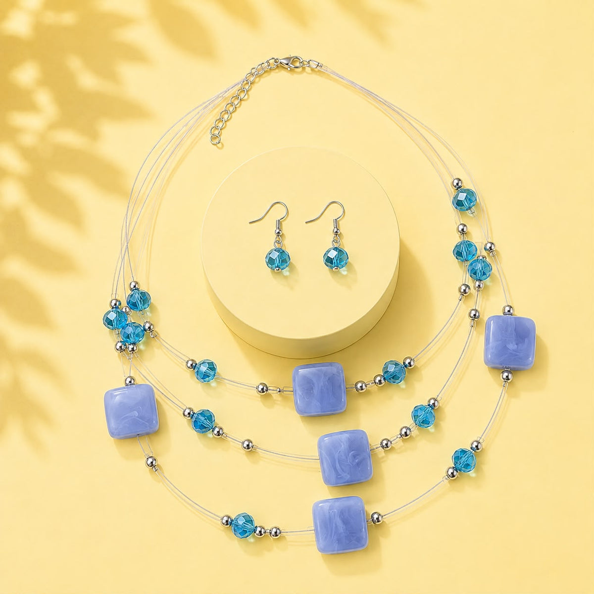Layered Beaded Necklace Set-01 (Blue)