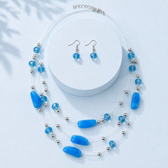 Layered Beaded Necklace Set-02 (Blue)