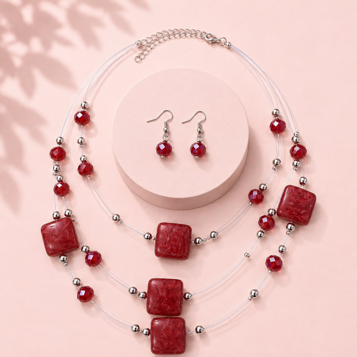 Layered Beaded Necklace Set-01 (Maroon)