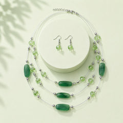 Layered Beaded Necklace Set-02 (Green)