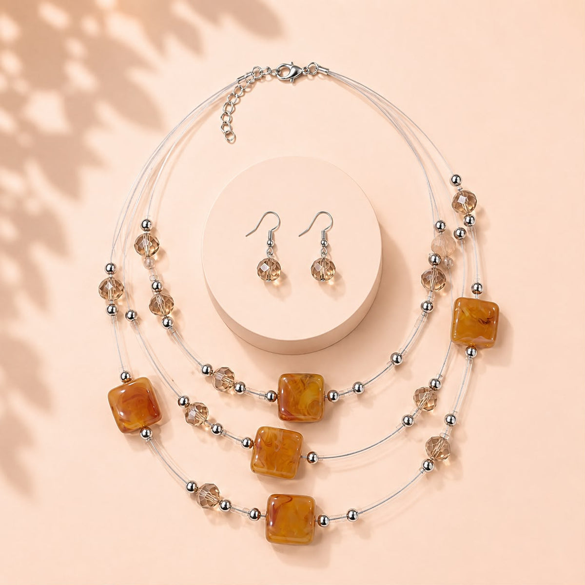 Layered Beaded Necklace Set-01 (Golden)
